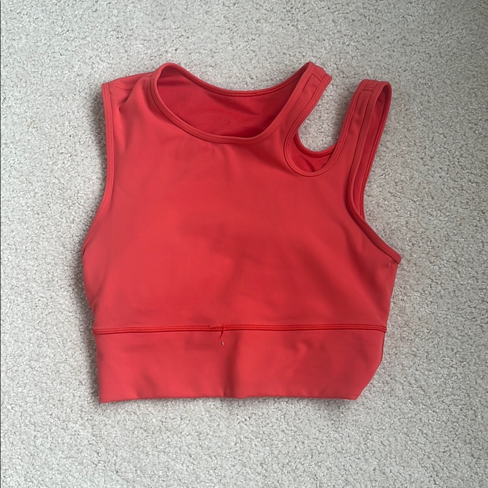 Lululemon Athletica Pink Asymmetrical Crop Tank Top